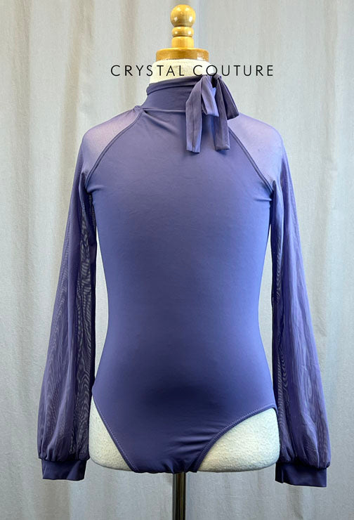Lavender Leotard with Mesh Long Sleeves