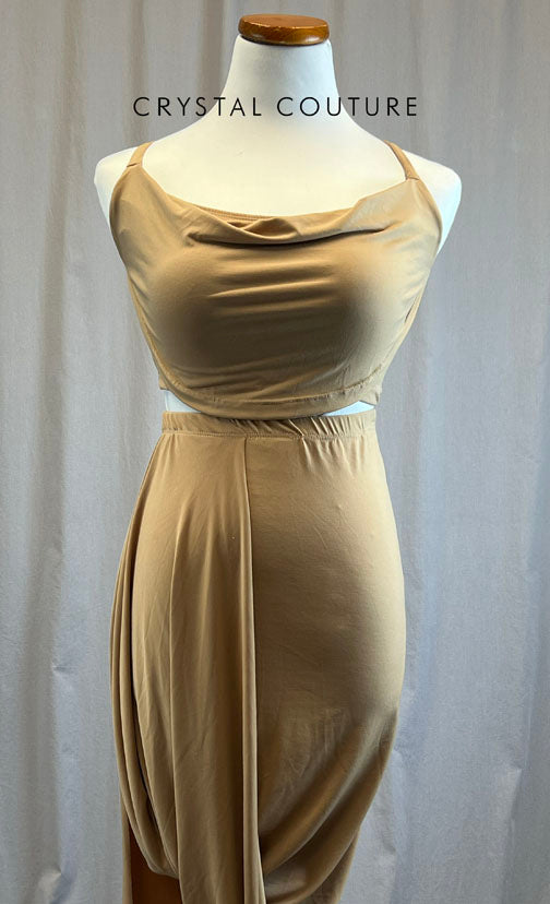 Nude Two Piece Skirt and Bra Top