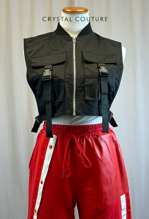 Black and Red Hip Hop Costume with Vest