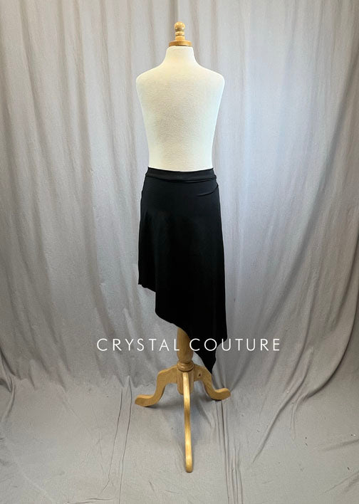 *Brand New* Black Lycra High Slit and Asymmetrical Fitted Skirt