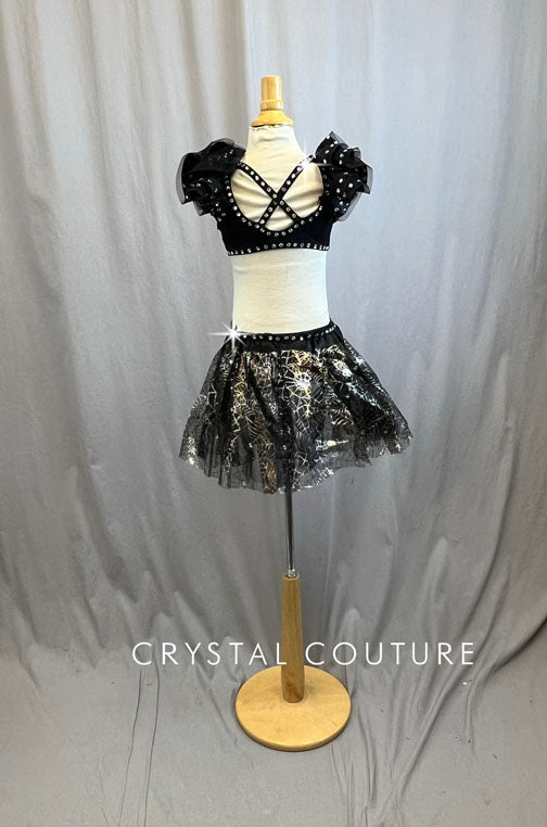 Customized Black, Silver and Gold Spider Princess Dress -Rhinestones and Accessories