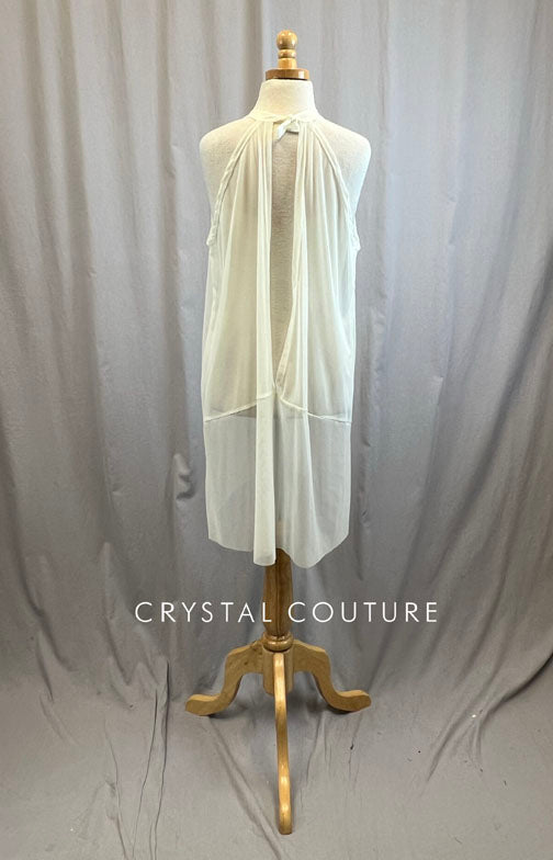 *Brand New* Ivory Mesh Halter Tie Asymmetrical Dress