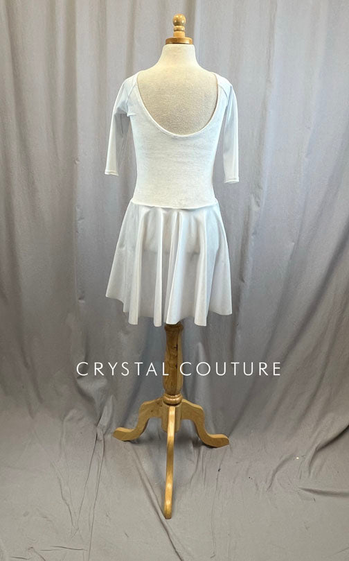 *Brand New* White Velvet 3/4 Length Sleeve Skating Dress