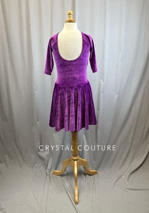 *Brand New* Dark Magenta Velvet 3/4 Length Sleeve Skating Dress