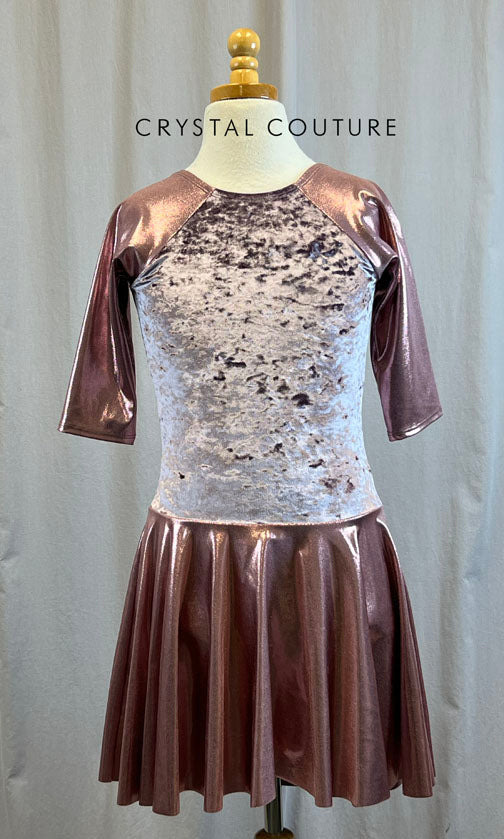 *Brand New* Mauve Crushed Velvet 3/4 Length Sleeve Skating Dress