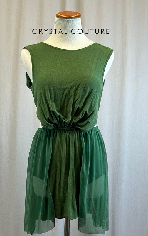 *Brand New* Olive Green Cotton and Mesh Loose Fitted Dress