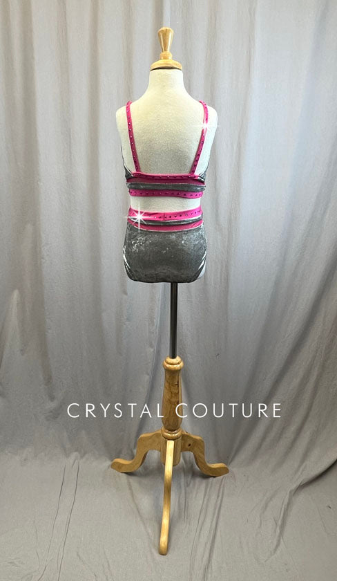 Silver Velour and Fuschia Tank Set -Rhinestones, Accessories