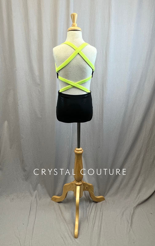 Neon Yellow and Matte Metallic Black Bra and Brief Set -Accessories