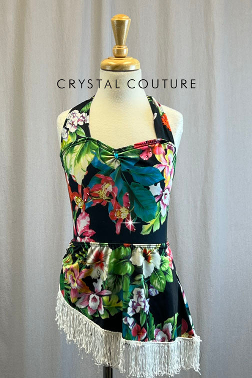 Hawaiian Style Bathing Suit with Skirt -Rhinestones