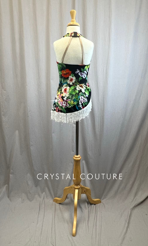 Hawaiian Style Bathing Suit with Skirt -Rhinestones