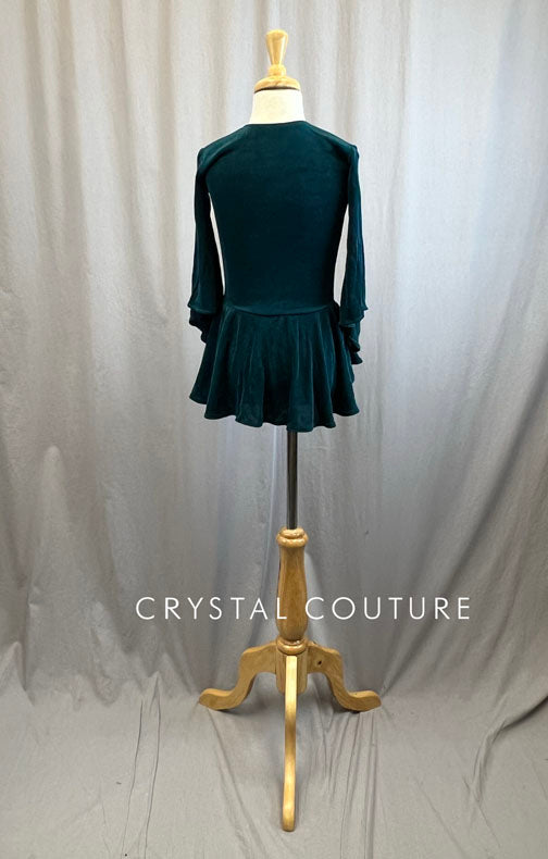 Custom Dark Teal Flowy Sleeve Top with Briefs -Rhinestones