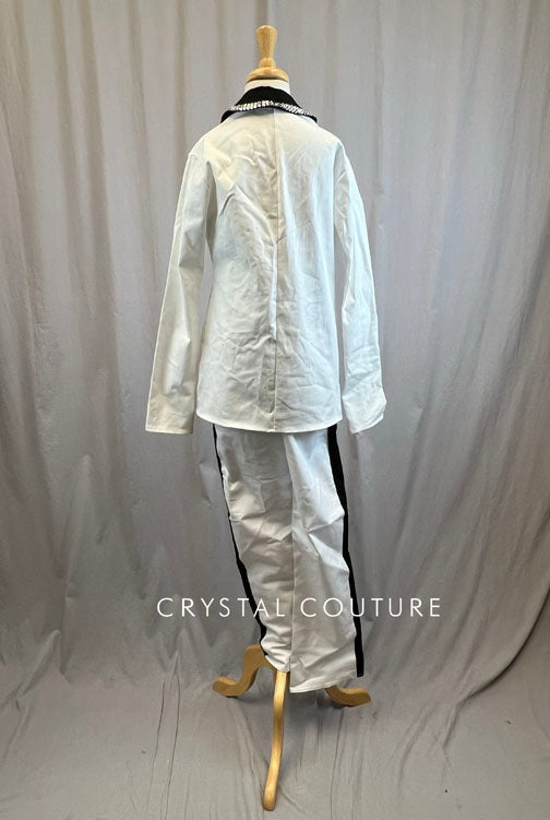 Black and White Suit Jacket and Pants -Rhinestones