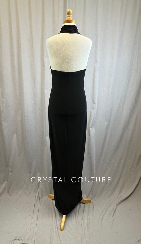 Long Mock Neck Black Dress