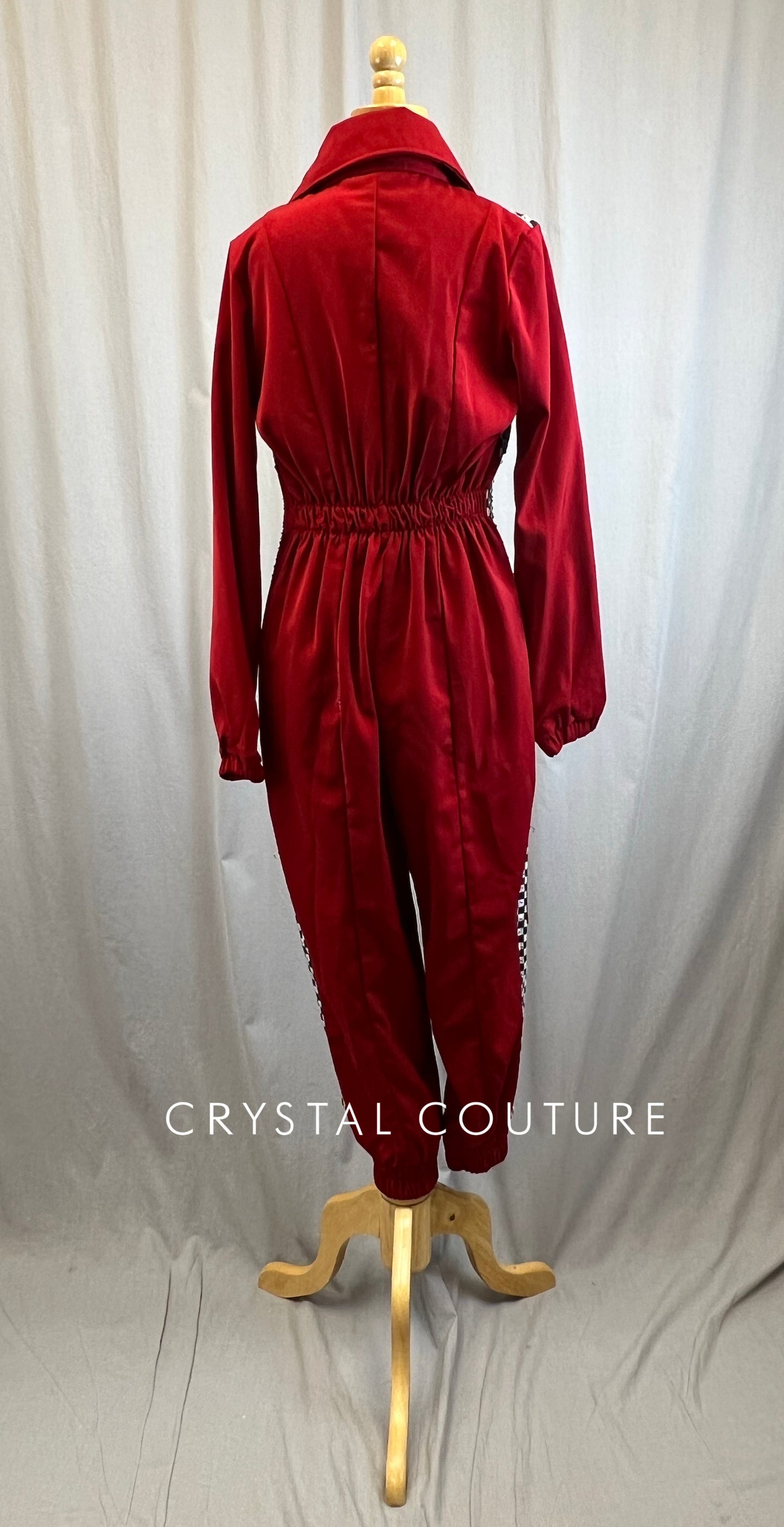 Race Car Style Zip Up Jumpsuit-Rhinestones, Hairpiece