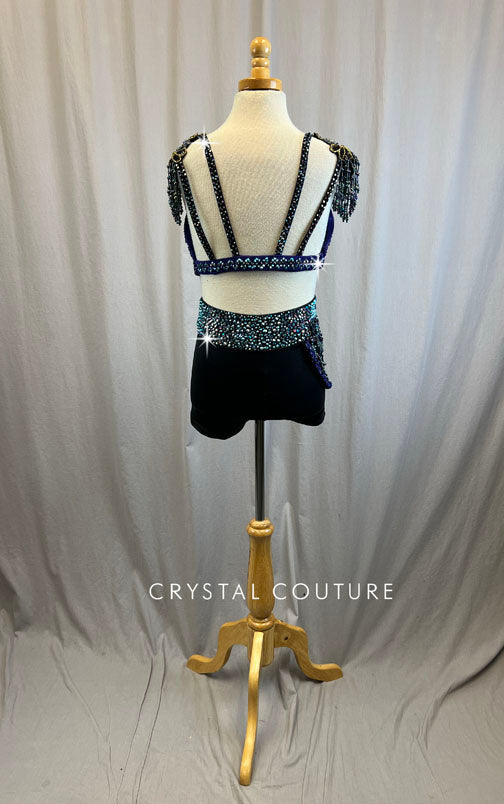 Custom Purple And Black Beaded Set -Rhinestones, Appliques, Accessories