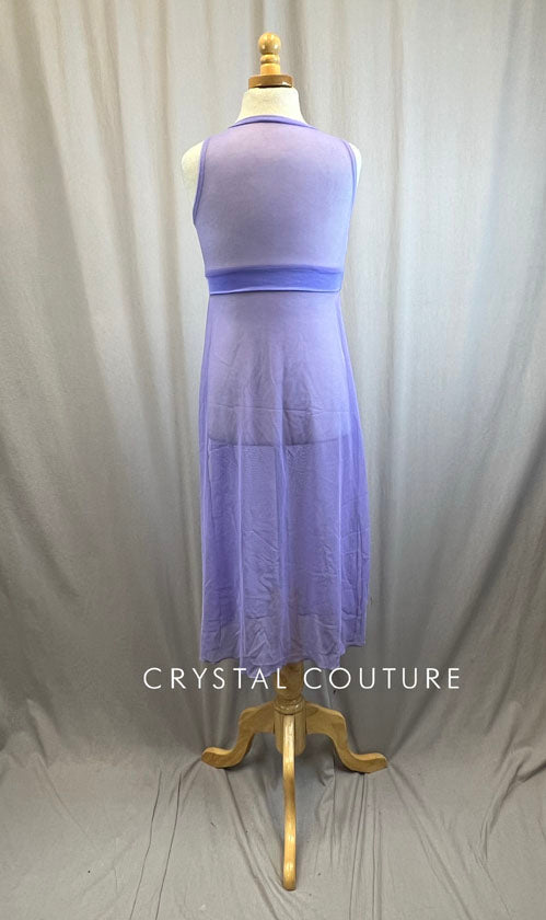 Long Lavender Mesh OVerlay Dress -Rhinestones