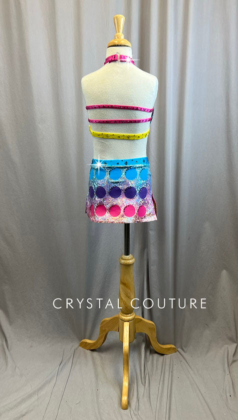 Custom Pop-Its Polka Dots Halter Crop and Skirt Set -Rhinestones, Accessories