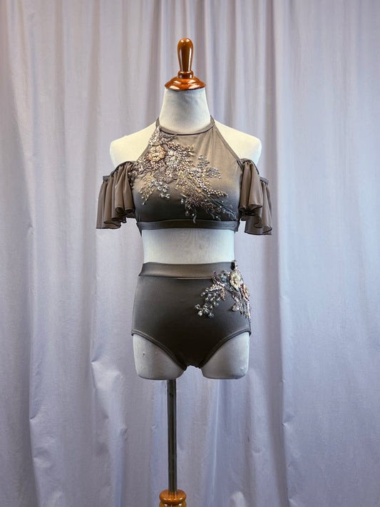 Custom Taupe Two Piece - Rhinestones
