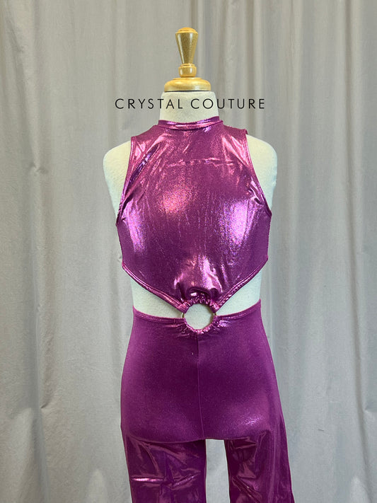 Metallic Pink Ring Flare Unitard