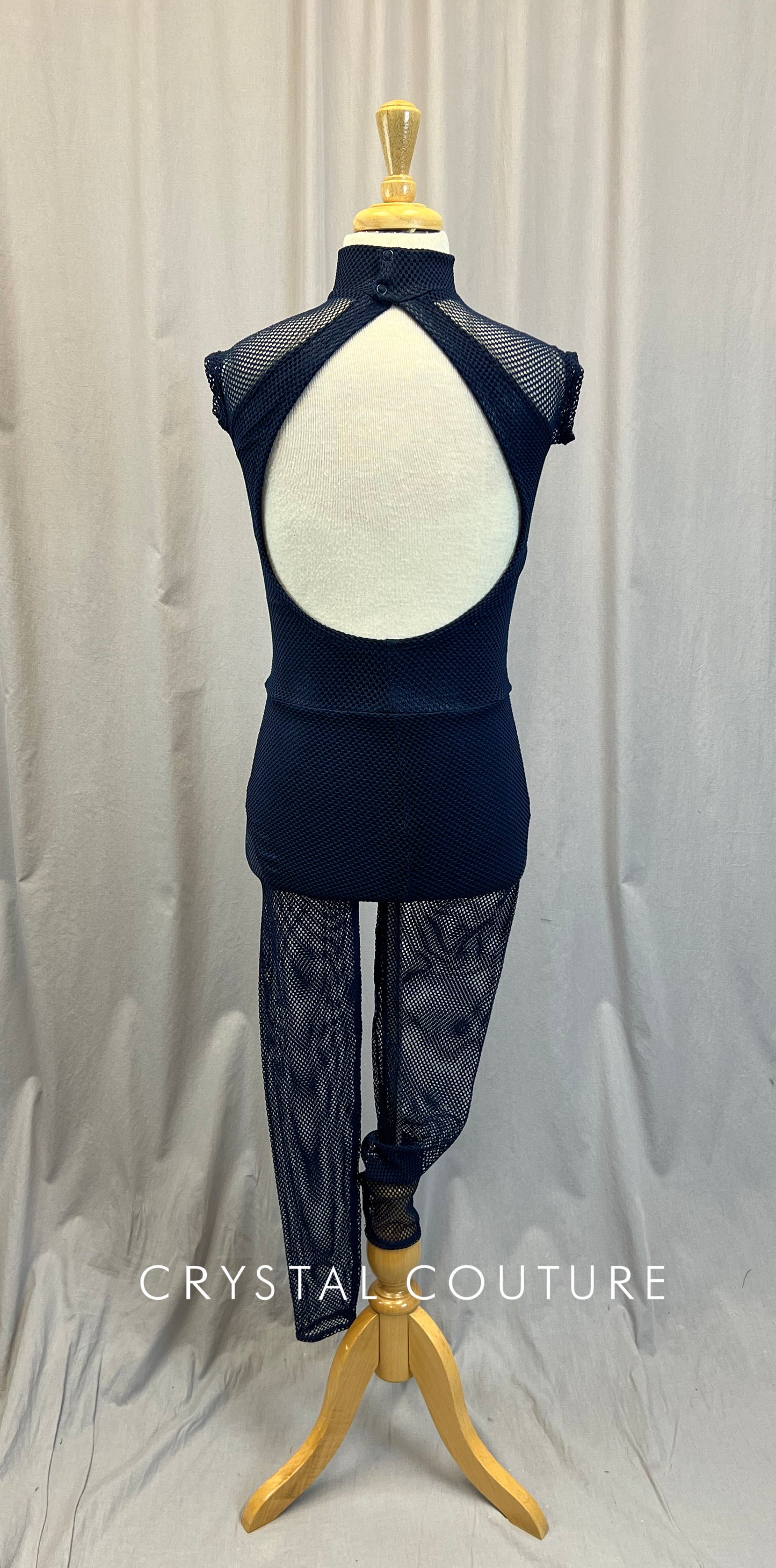 Navy Blue Jersey Mock Neck Unitard