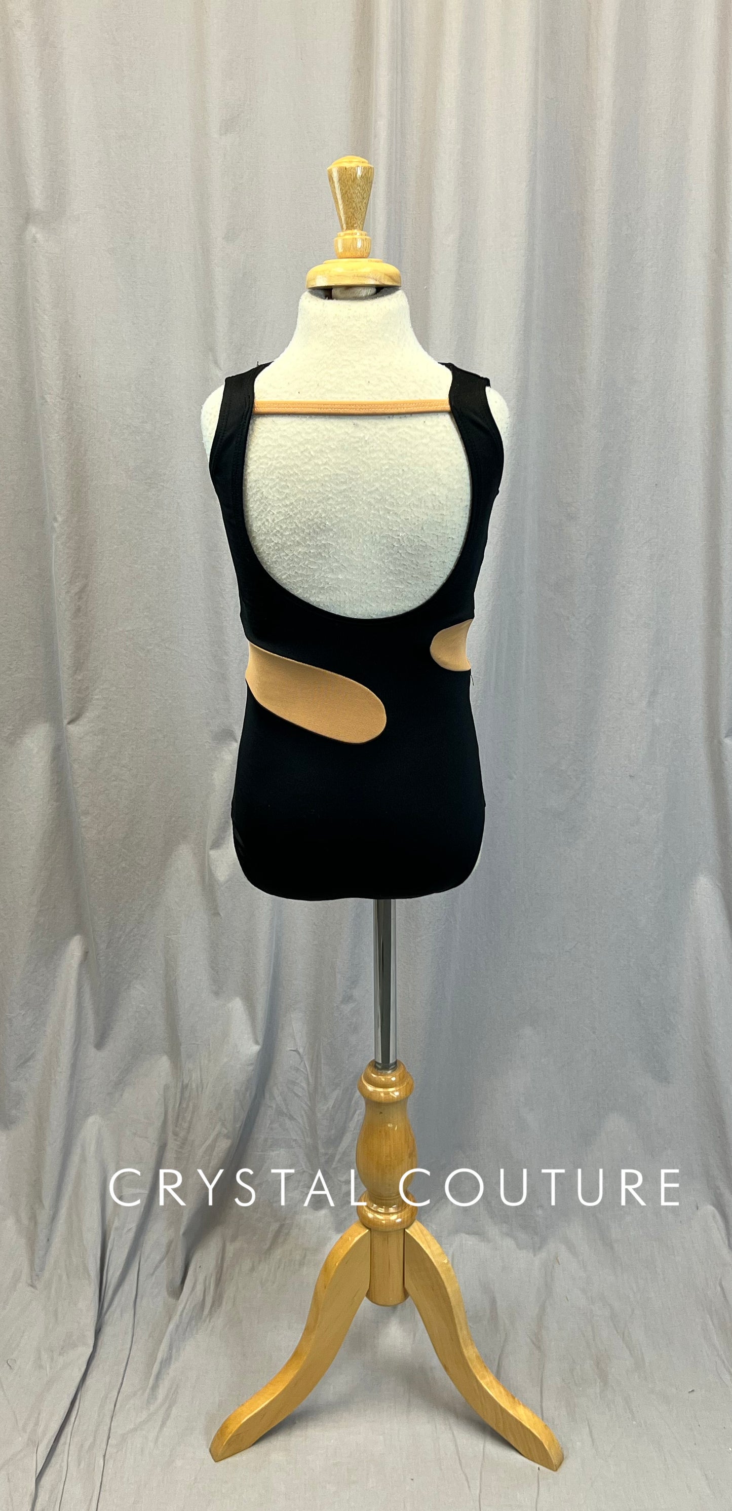 *Brand New* Black Leotard with Nude Mesh Wrapped Detail