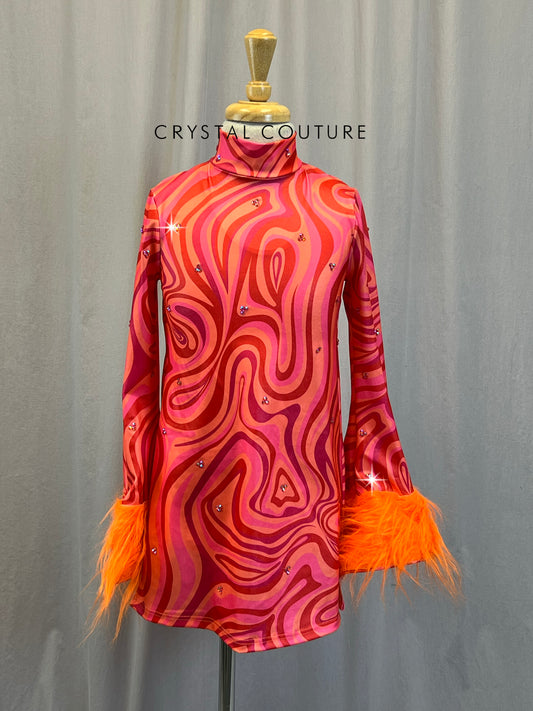 Pink and Orange Disco Dress-Built In Leotard