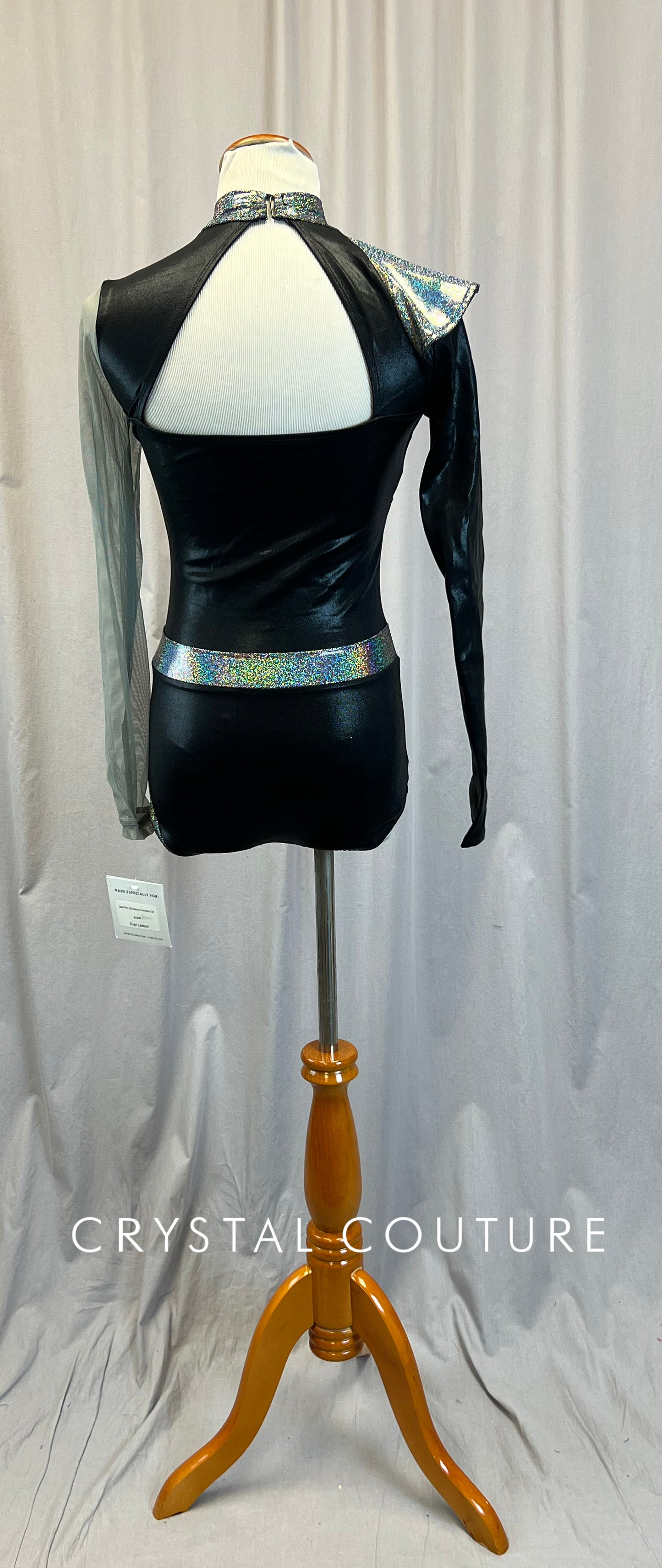 *Brand New* Black and Holographic Long Sleeve Mockneck Leotard