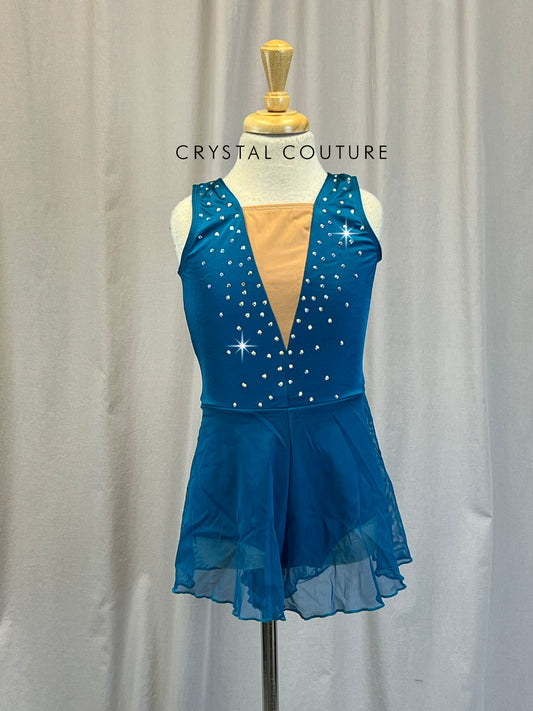 Dark Teal Flutter Shorts Romper - Rhinestones