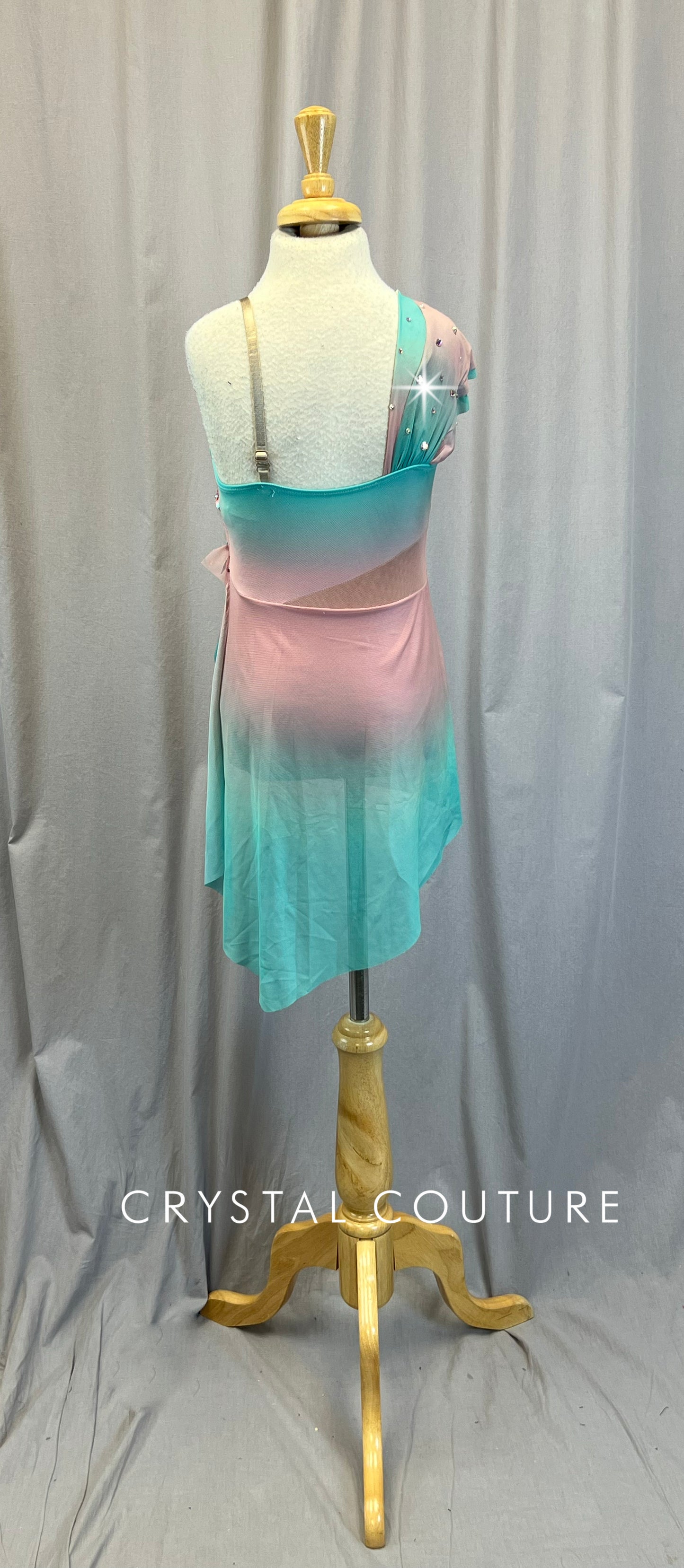 Pink and Aqua Ombre Dress - Rhinestones