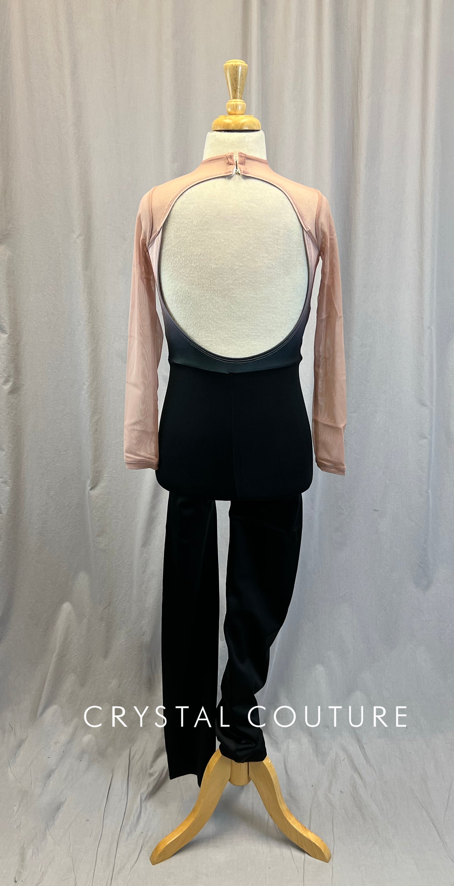 Pink and Black Ombre Unitard - Rhinestones