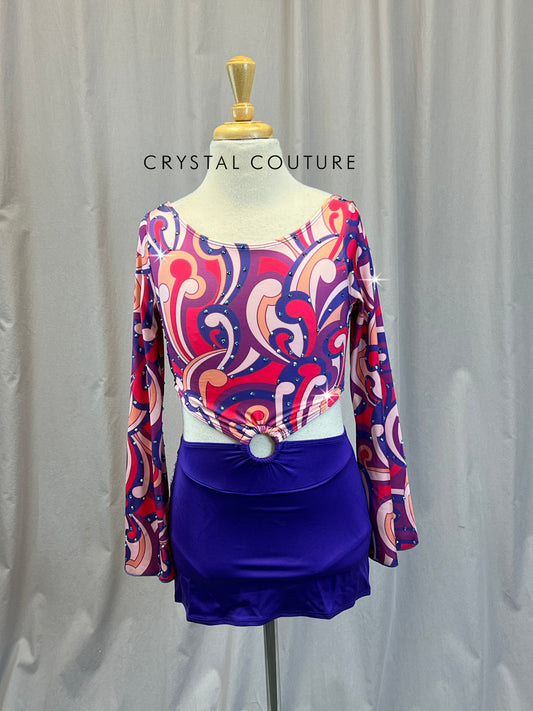 Retro Paisley Print Dress -Rhinestones