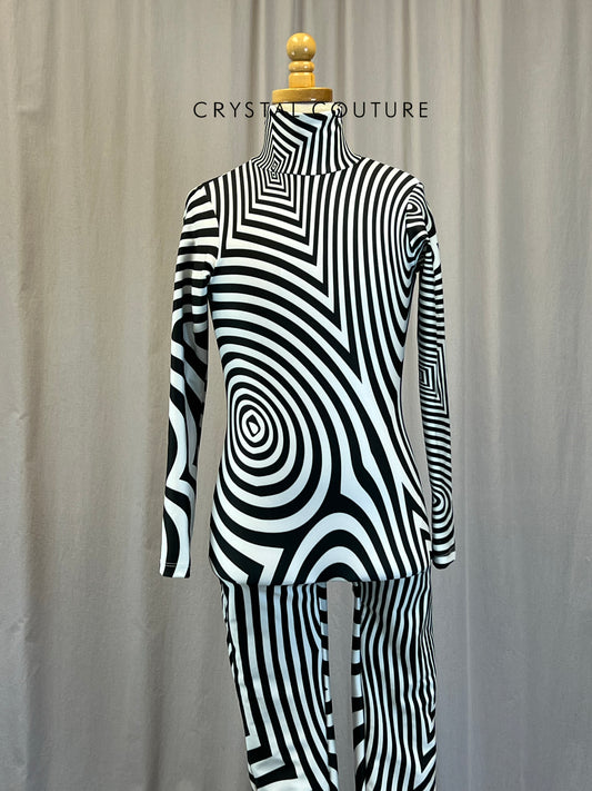 Black and White Swirl Long Sleeve Unitard