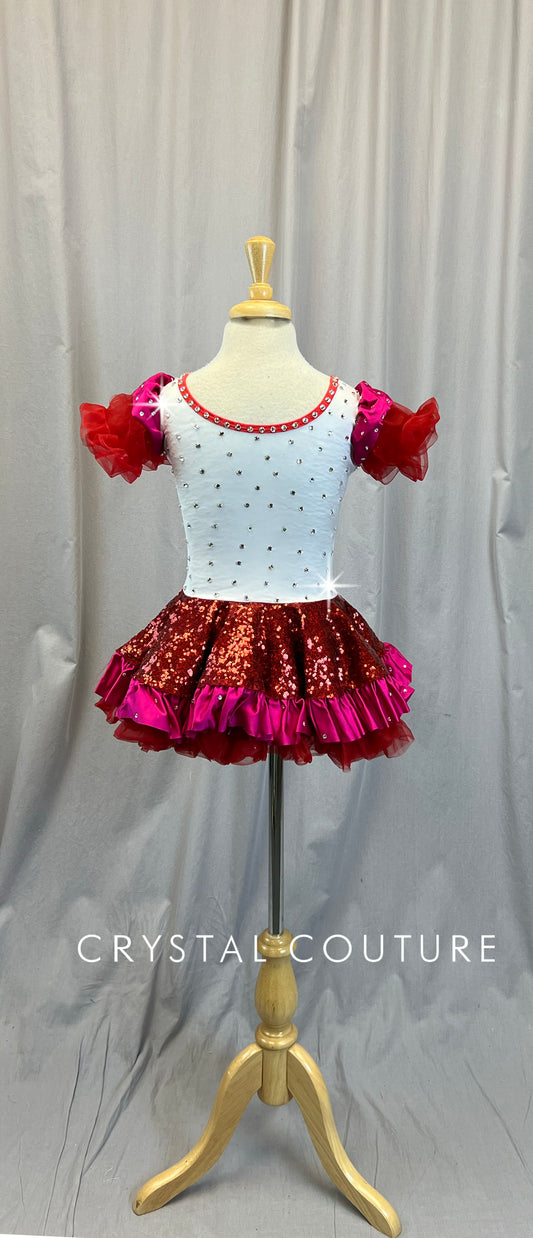 Red, Pink, and White Lollipop Tutu Dress- Rhinestones