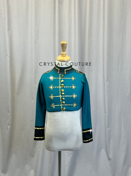 Emerald Green *Bellhop Inspired* top - Rhinestones