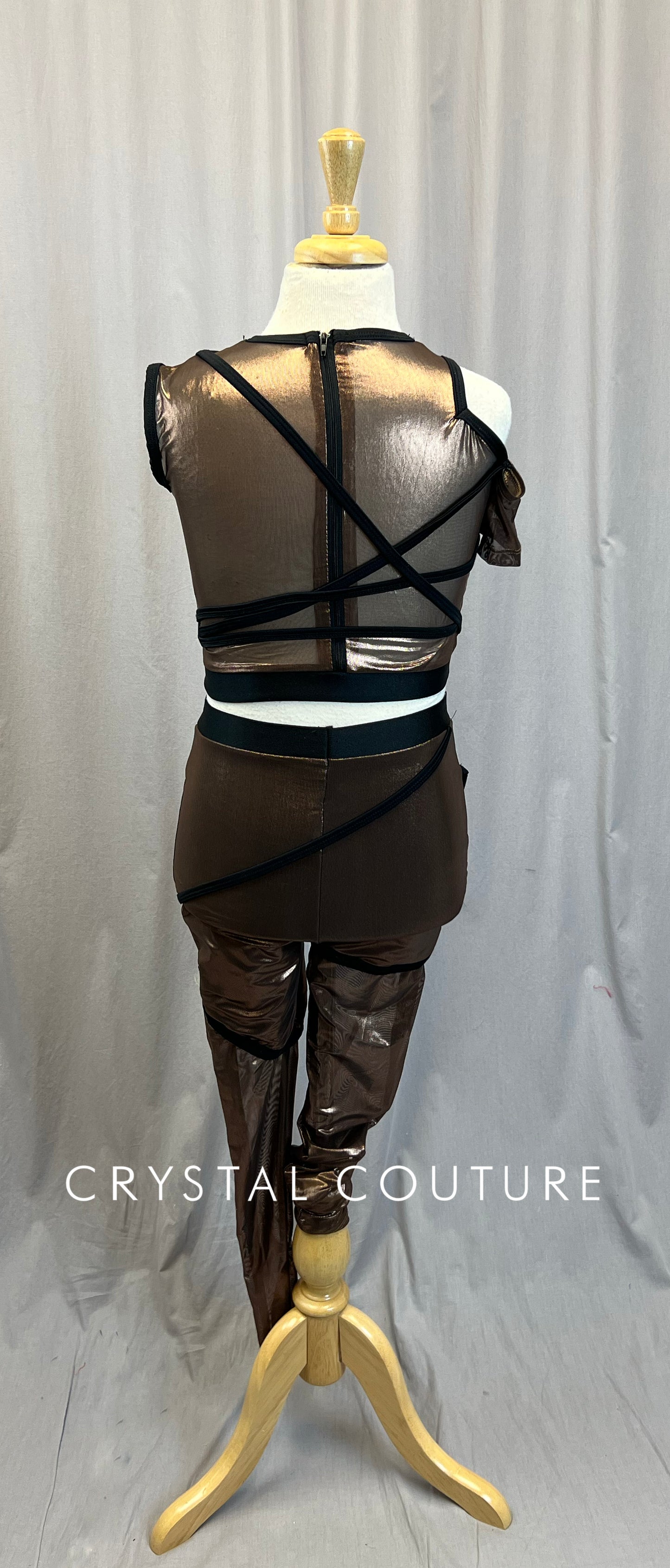 Custom Bronze Strappy Crop Top and Pants Two-Piece Set
