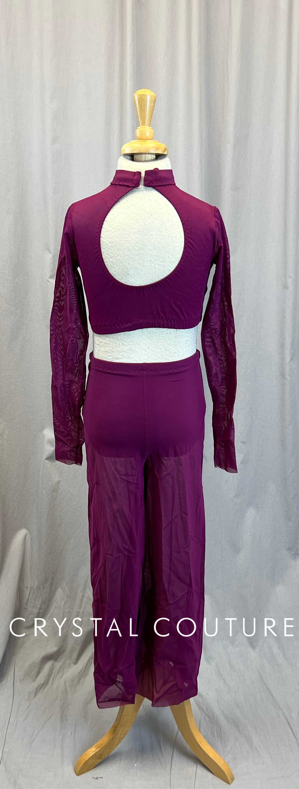 Light Plum Long Sleeve Mesh Set With Pants