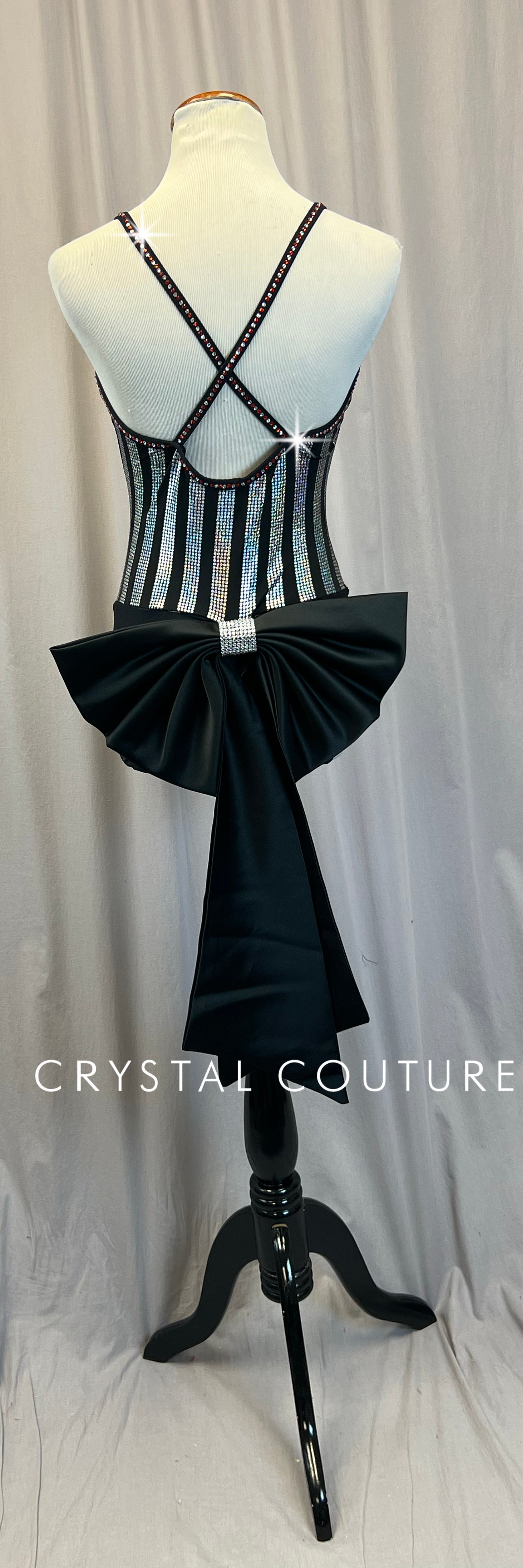 Black and Silver Tuxedo Leotard - Rhinestones