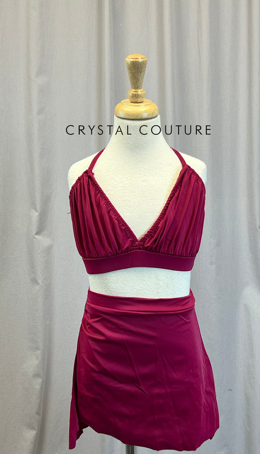 Berry Pink Bra Top and Skirt Two-Piece Set