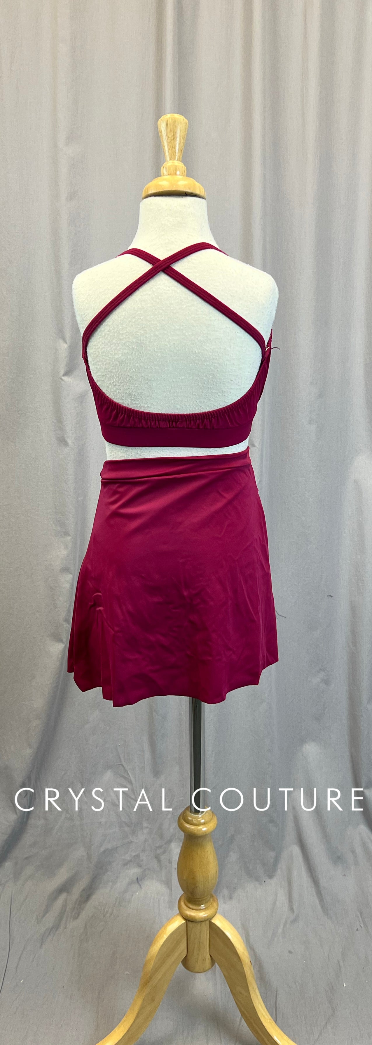 Berry Pink Bra Top and Skirt Two-Piece Set