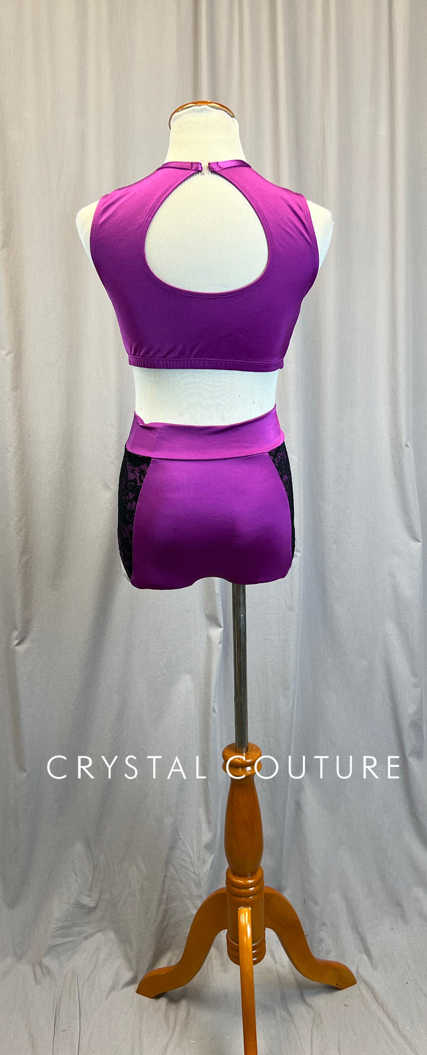 Purple and Black Lace Crop Top and Brief Set *New*