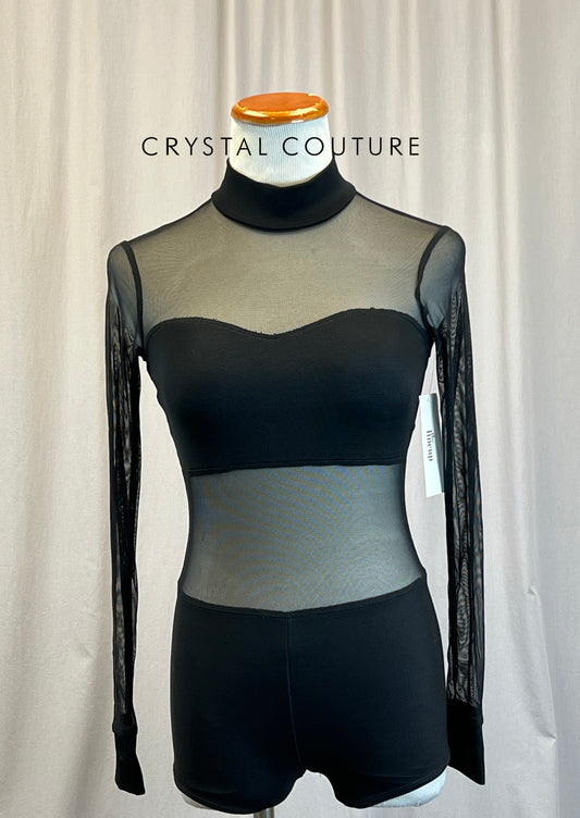 *Brand New* Black Mesh and Lycra Long Sleeve Biketard