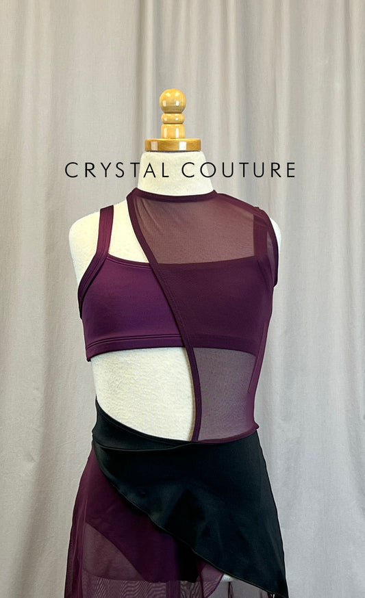 *Brand New* Purple and Black Asymmetrical Dress with Bra Top
