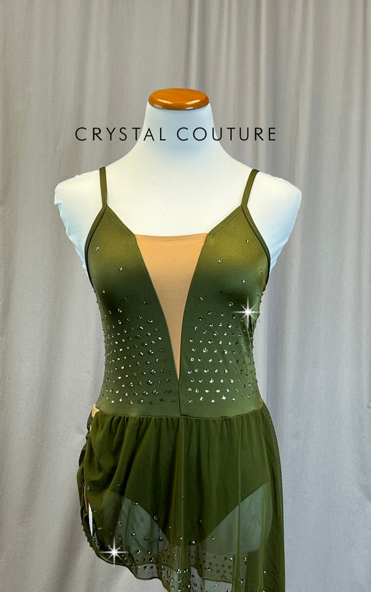 *Brand New* Olive Green Mesh Dress - Rhinestones