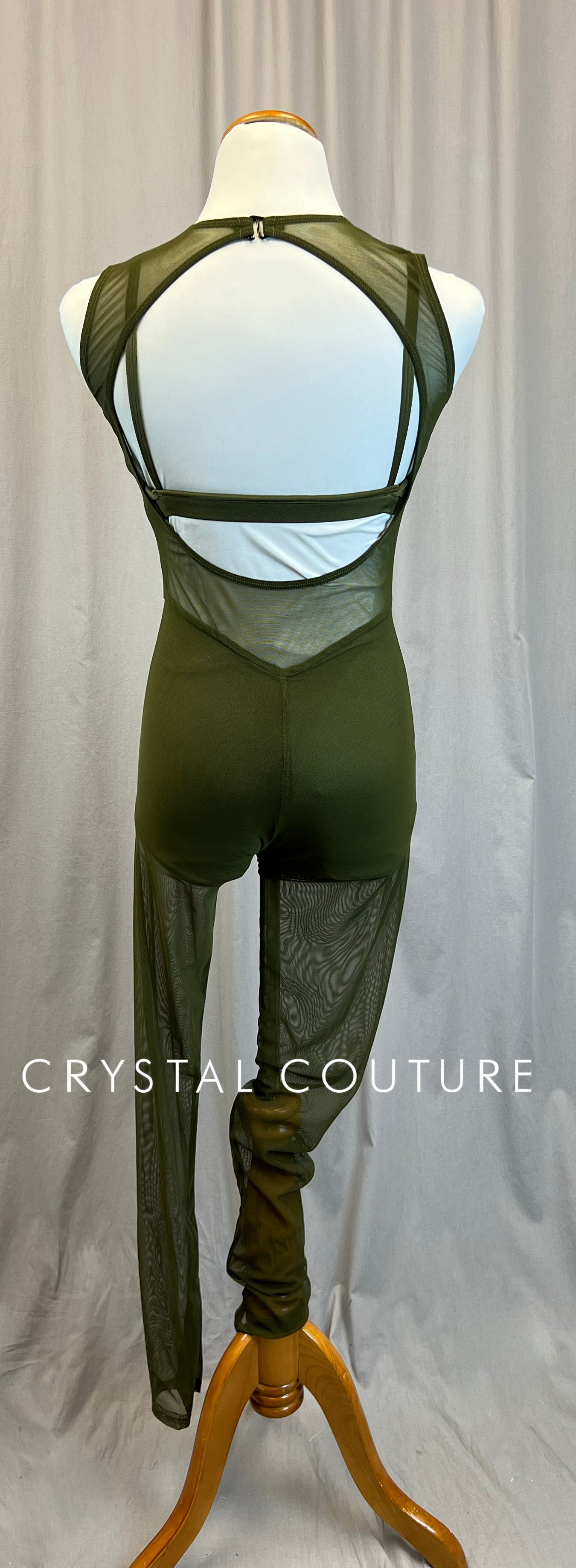 *Brand New* Green Mesh Unitard with Built-in Shorts - Rhinestones