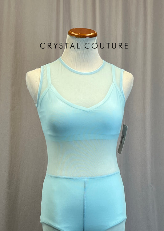 *Brand New* Light Blue Mesh Unitard with Built-in Shorts