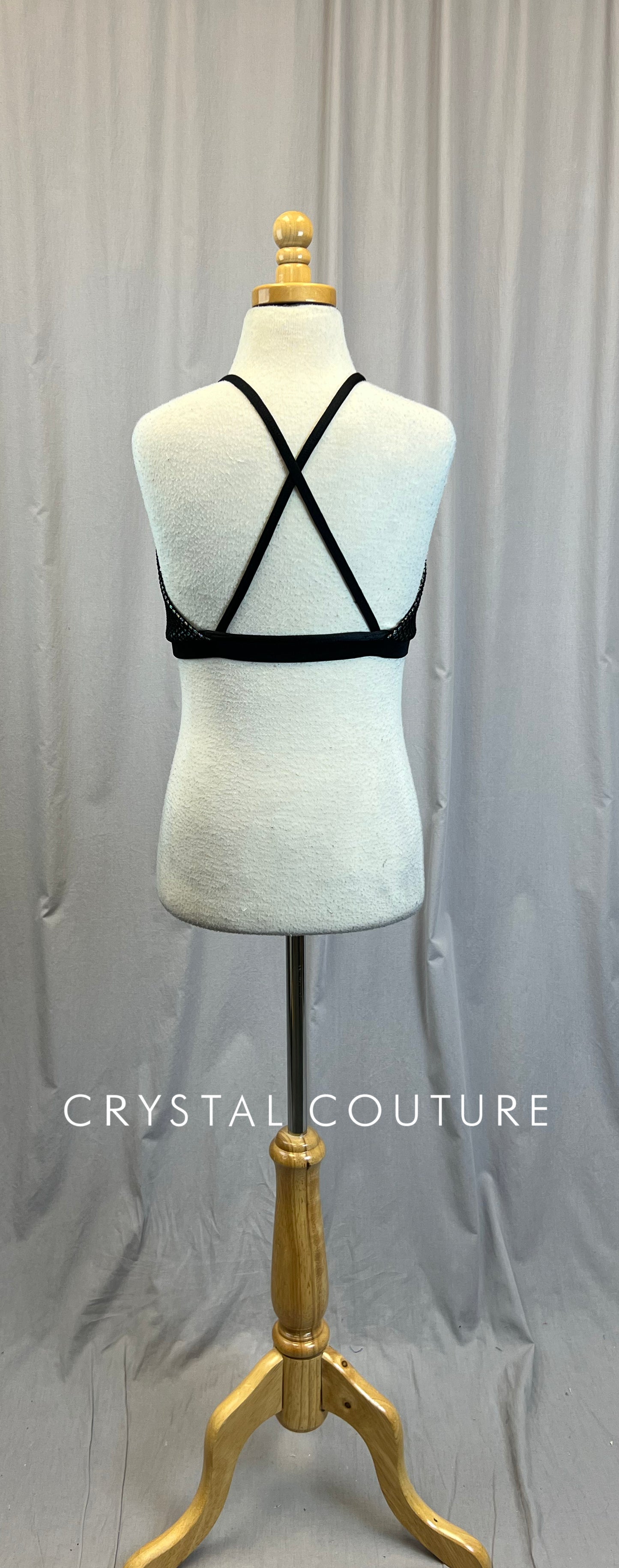 *Brand New* Black Netting and Holographic Bra Top