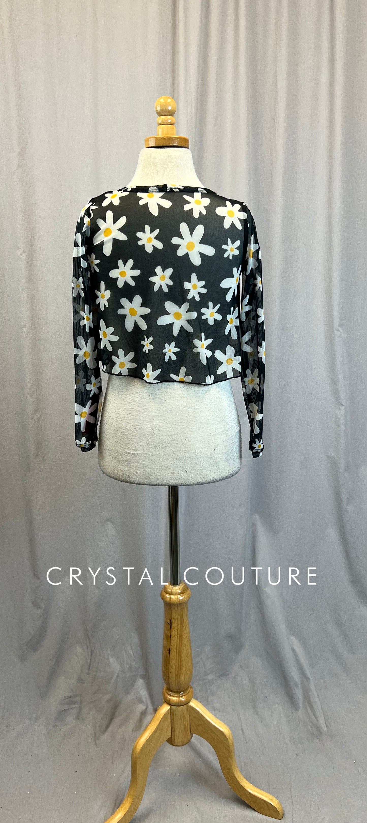*Brand New* Black and White Daisy Mesh Long Sleeve Top