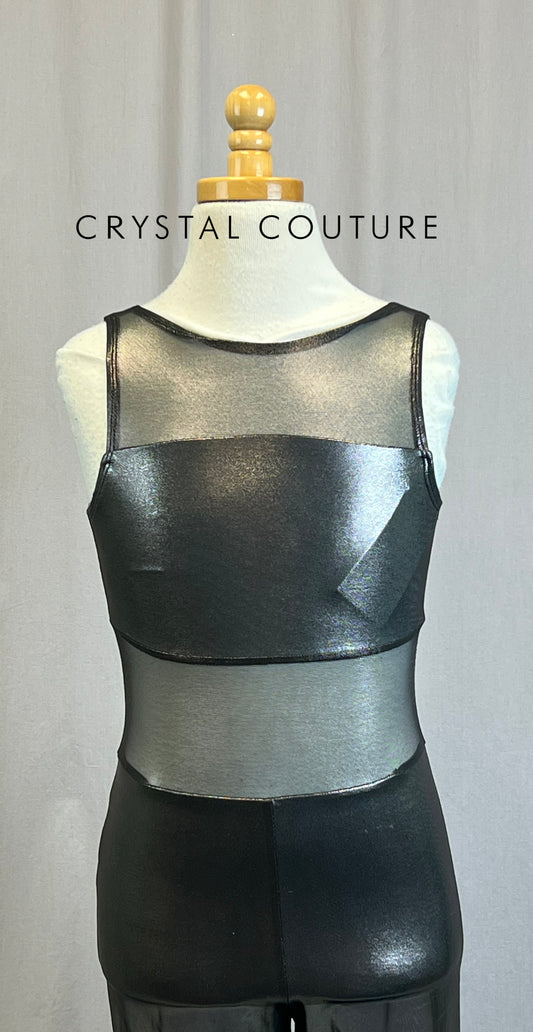 *Brand New* Gunmetal Metallic Mesh Unitard