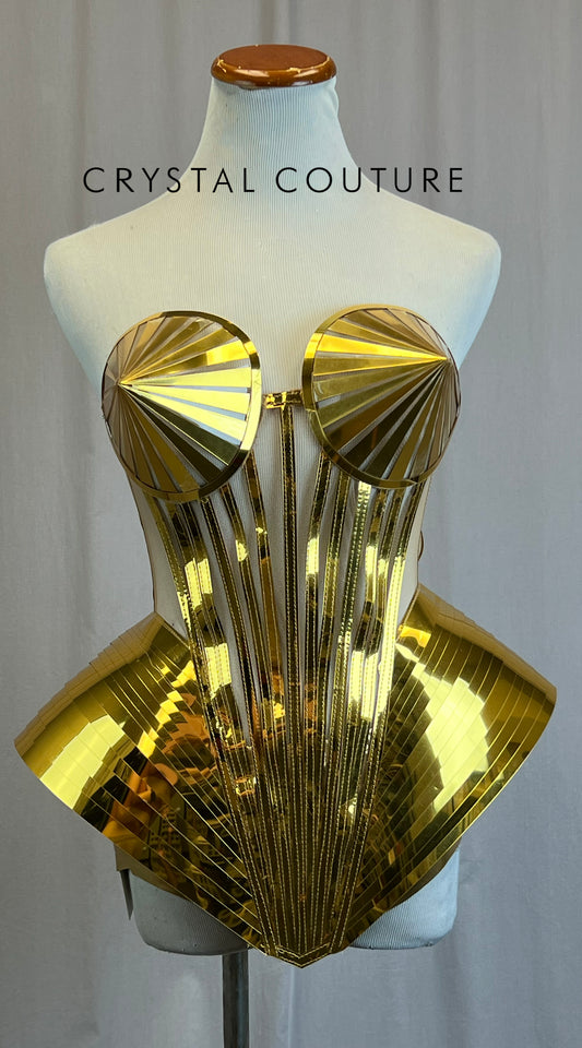Custom Gold Metallic Corset Top and Brief Set
