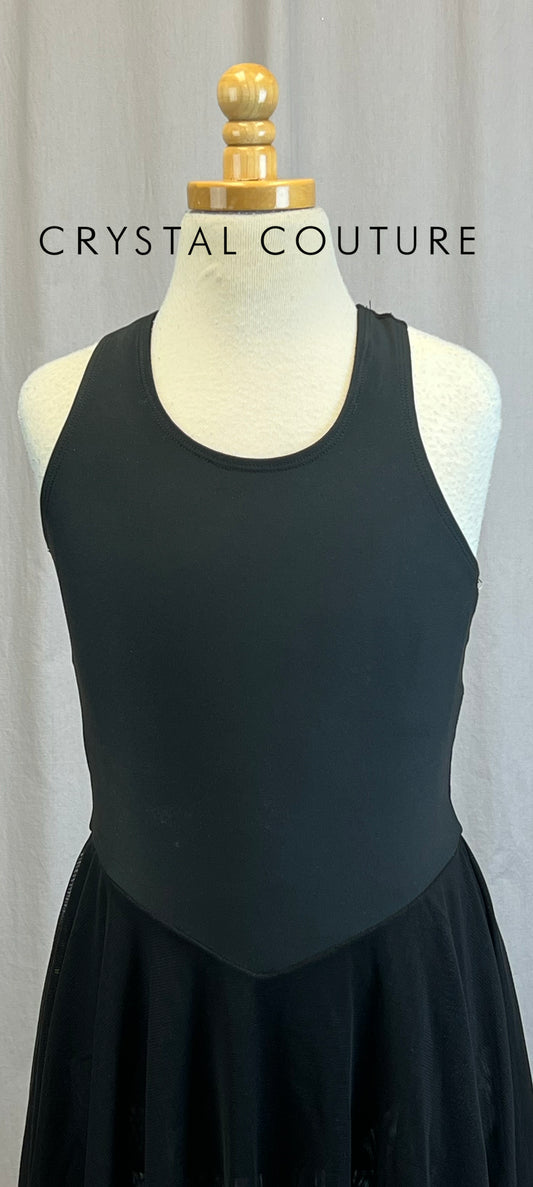 *Brand New* Black Racerback Leotard Dress with Mesh Skirt